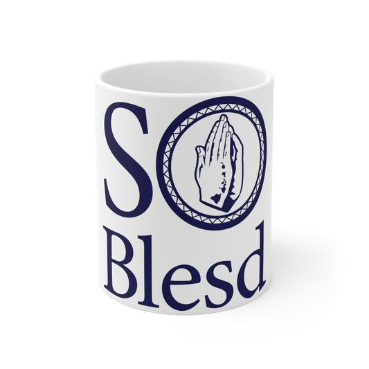 White Coffee Mug Stacked SoBlesd, 11oz