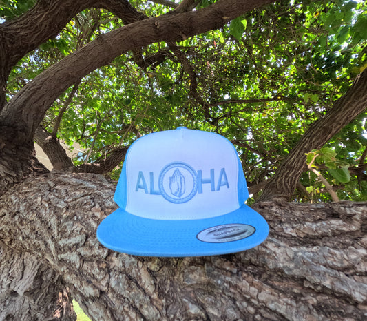 Light Blue Aloha Embroidered Hat