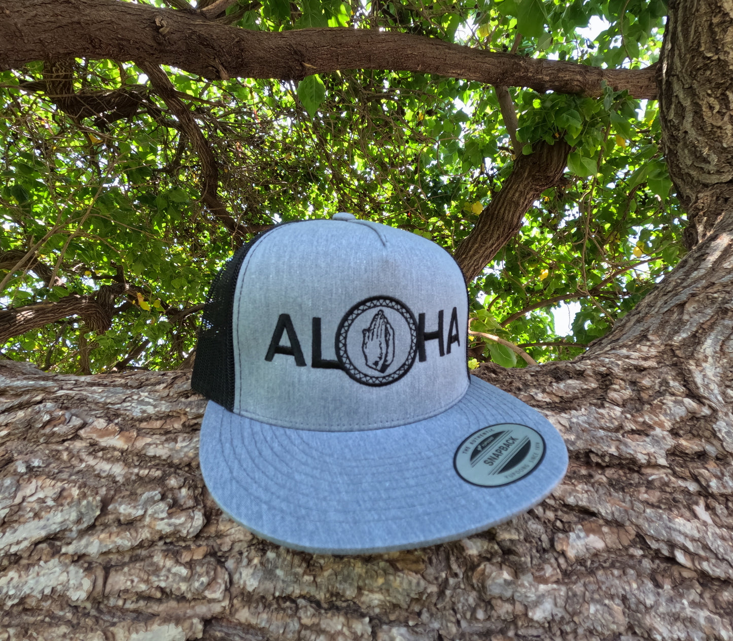 Black & Grey Aloha Embroidered Hat