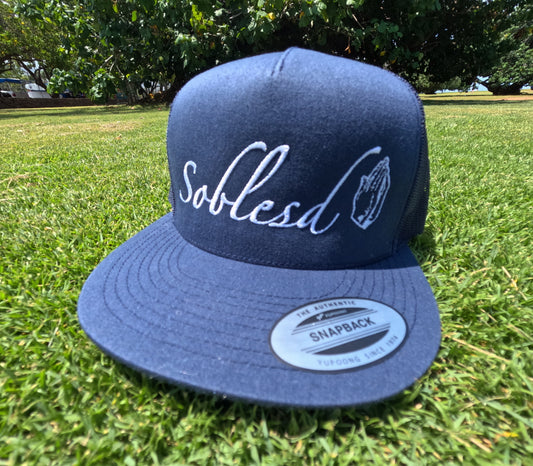 Dark Blue Cursive SoBlesd Embroidered Hat